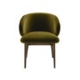 Walnut and Olive Green Velvet Curved Dining Chair with Solid Wood Exposed Back - Kori