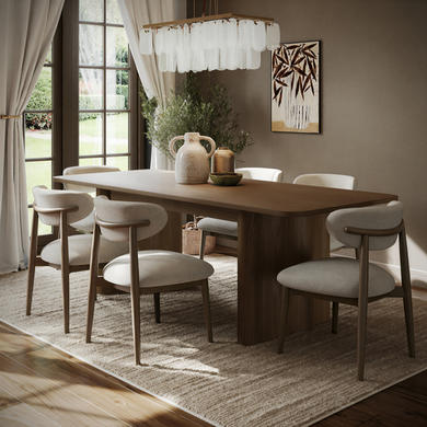 Large Walnut Extendable Dining Table - Seats 6 - 8 - Wave