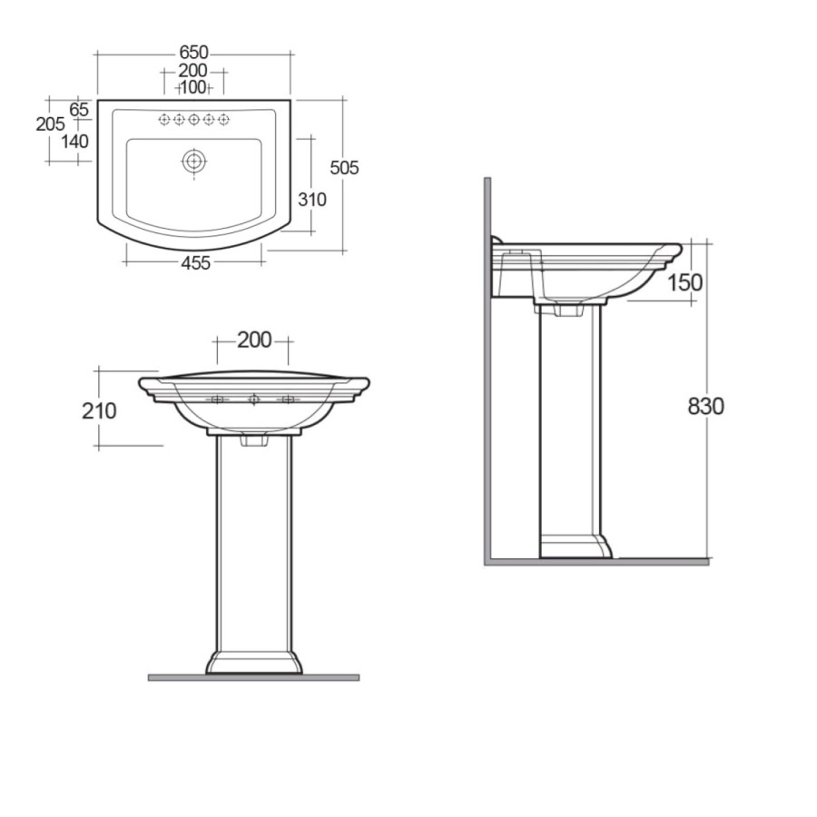 Rak Ceramics Traditional  Pedestal Basin 650mm