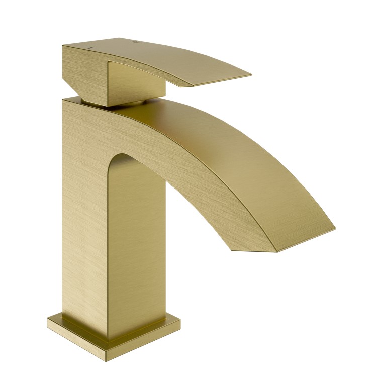 Brushed Brass Mono Basin Mixer Tap - Wave