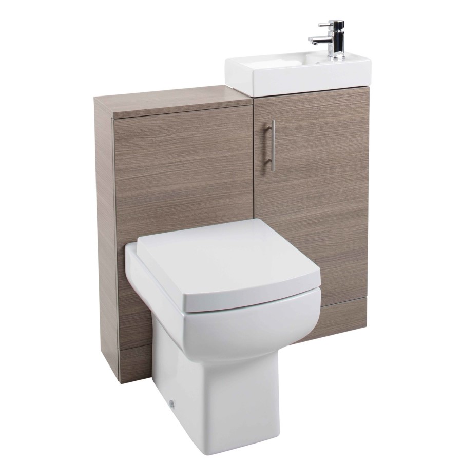 Medium Oak Compact Unit Cloakroom Suite