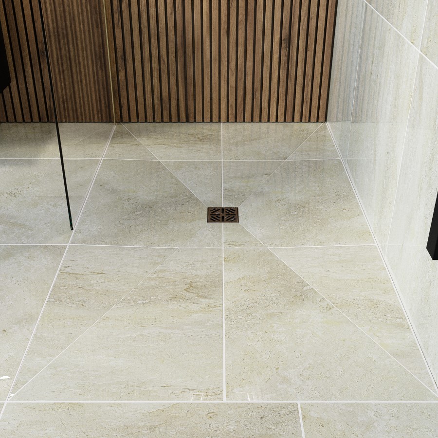 1200x900mm Wet Room Tileable Shower Tray with Wet Room Install & Square Centre Waste Drainage Kit