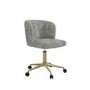 Industrial Oak Effect Desk with 2 Shelves and Grey Sheepskin Office Chair Set - Xavier - Rowan