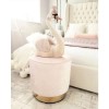 Xena Pouffe in Baby Pink Velvet - Small Round Upholstered Stool