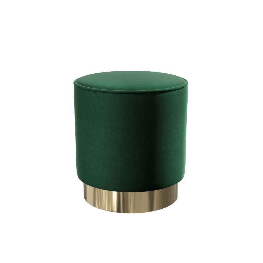 Xena Pouffe in Green Velvet - Small Round Upholstered Stool