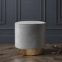 Xena Pouffe in Pale Grey Velvet - Small Round Upholstered Stool