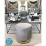 Xena Pouffe in Pale Grey Velvet - Small Round Upholstered Stool