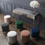 Xena Pouffe in Pale Grey Velvet - Small Round Upholstered Stool