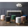 Xena Pouffe in Pale Grey Velvet - Small Round Upholstered Stool