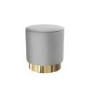 Xena Pouffe in Pale Grey Velvet - Small Round Upholstered Stool