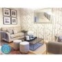 Xena Pouffe in Pale Grey Velvet - Small Round Upholstered Stool