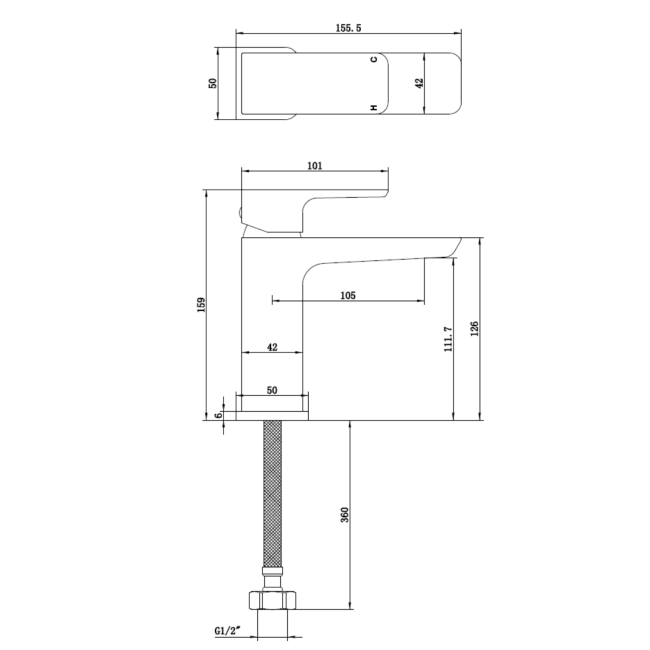 Chrome Bath and Basin Tap Set with Basin Waste- Zana