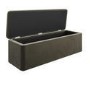 Khaki Green Velvet Double Bed Frame with Blanket Box - Zara