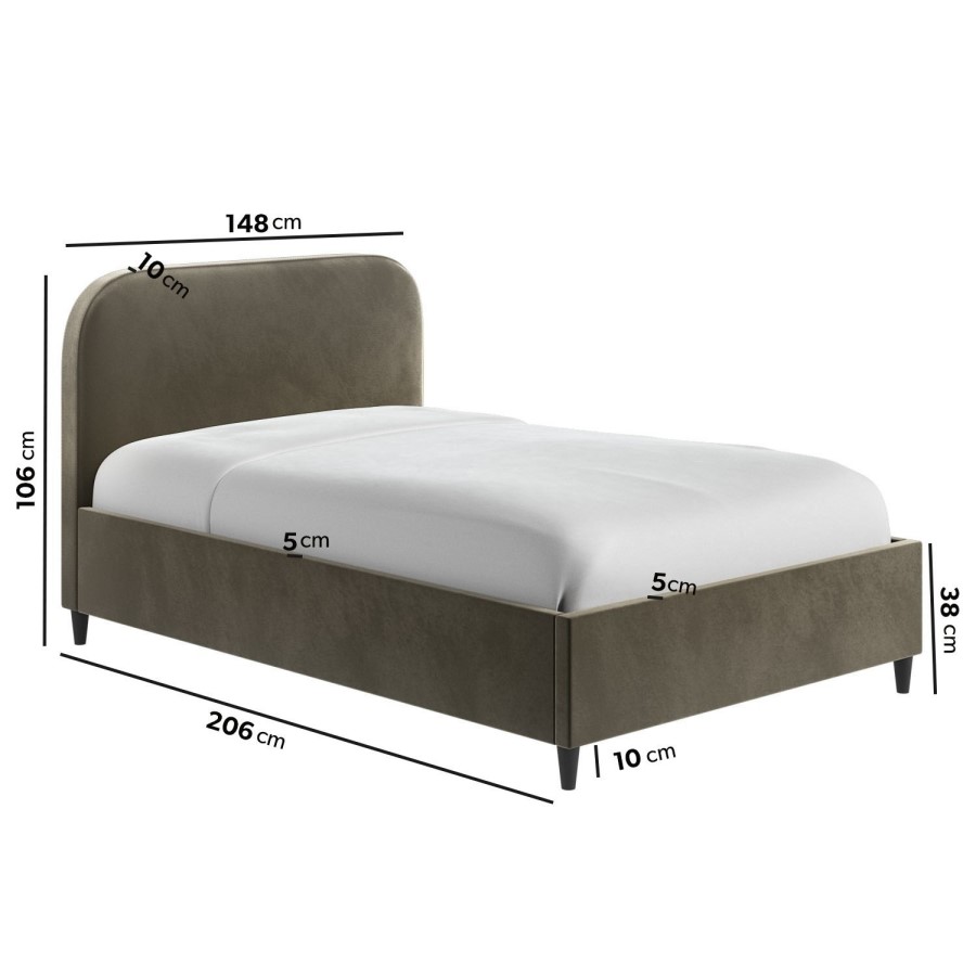 Khaki Green Velvet Double Bed Frame with Blanket Box - Zara