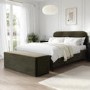 Khaki Green Velvet King Size Bed Frame with Blanket Box - Zara