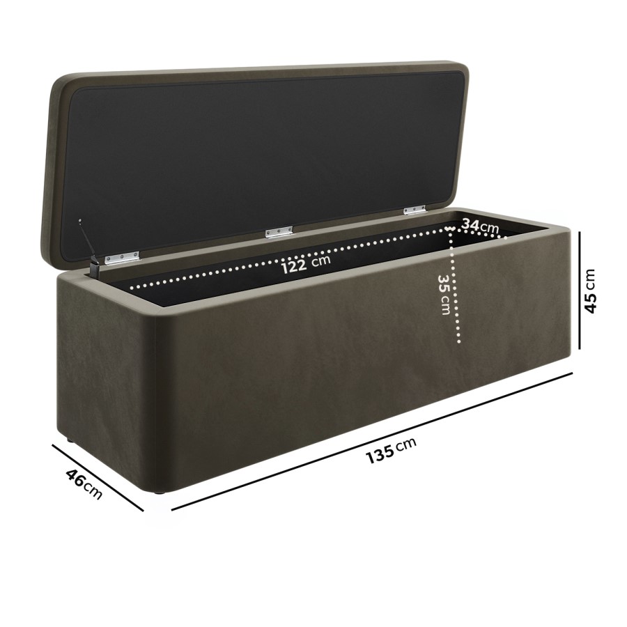 Khaki Green Velvet Super King Ottoman Bed Frame with Blanket Box - Zara