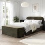 Khaki Green Velvet King Size Ottoman Bed Frame with Blanket Box - Zara