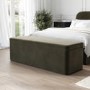 Khaki Green Velvet King Size Ottoman Bed Frame with Blanket Box - Zara