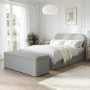 Grey Fabric Double Ottoman Bed Frame with Blanket Box - Zara