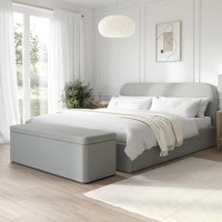 Grey Fabric Super King Ottoman Bed Frame with Blanket Box - Zara