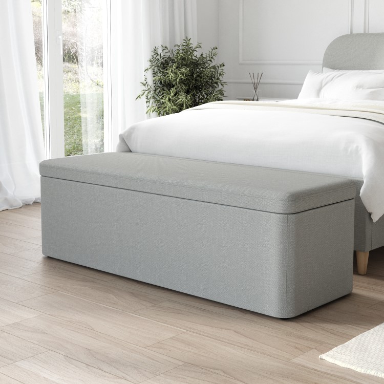 Ottoman Storage Blanket Box in Grey Woven - Zara