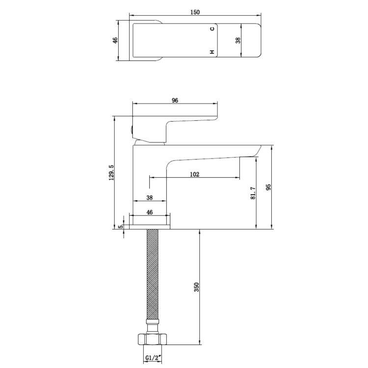 Brushed Brass Cloakroom Basin Mixer - Zana