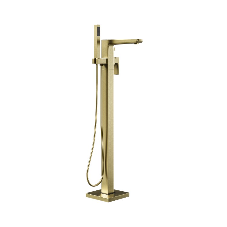 Brass Freestanding Bath Shower Mixer and Basin Tap Set wth Basin Waste - Zana