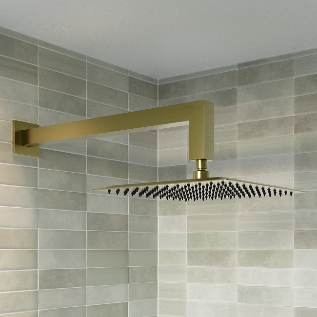 Grade A1 - Brushed Brass Dual Outlet Wall Mounted Thermostatic Mixer Shower Set with Hand Shower - Zana