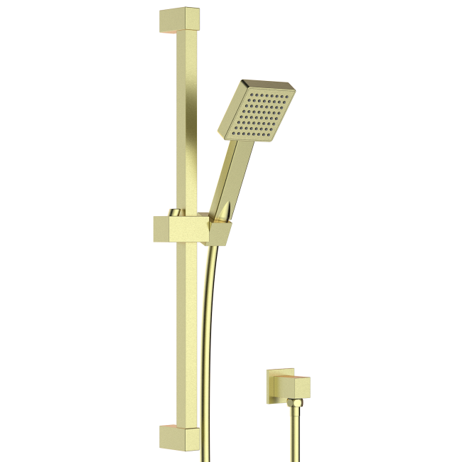 Grade A1 - Brushed Brass Dual Outlet Wall Mounted Thermostatic Mixer Shower Set with Hand Shower - Zana