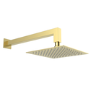 Brushed Brass 2 Outlet Bath Mixer Shower Set with Wall Mounted 200mm Shower Head and Bath Filler Spout - Zana