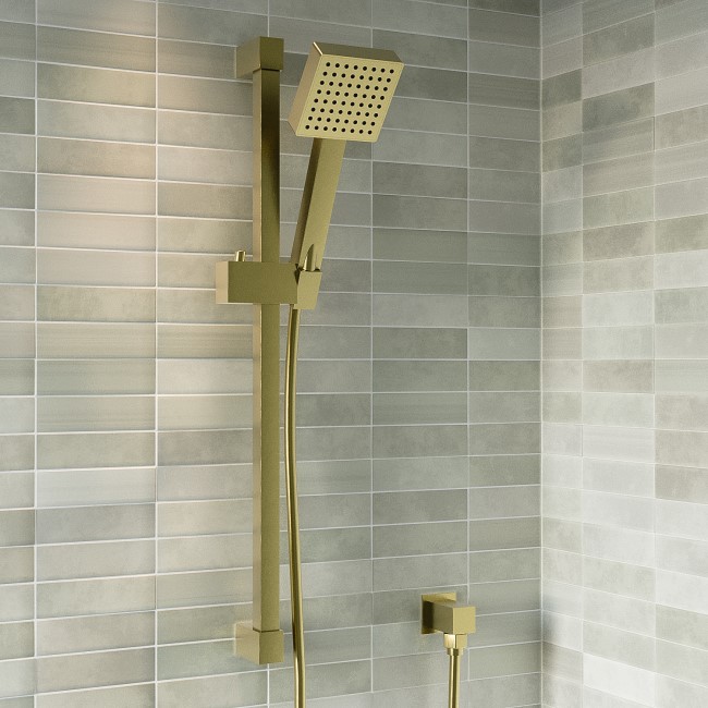 Brushed Brass Single Outlet Thermostatic Mixer Shower Set With Hand Shower- Zana