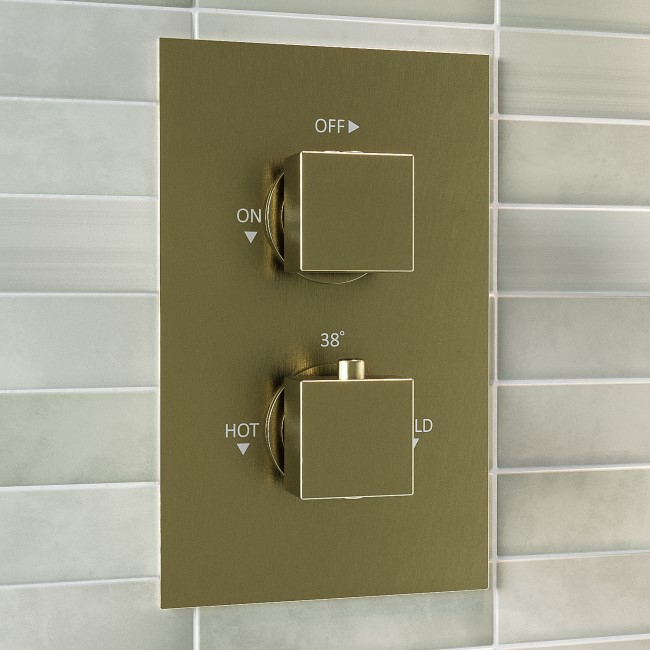 Brushed Brass Single Outlet Thermostatic Mixer Shower Set With Hand Shower- Zana