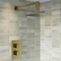 Brushed Brass Single Outlet Wall Mounted Thermostatic Mixer Shower - Zana
