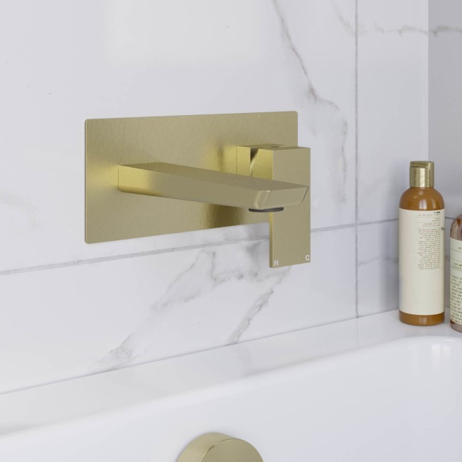 Brushed Brass Wall Mounted Basin Tap - Zana