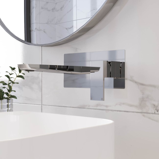 Chrome Wall Mounted Basin Tap - Zana