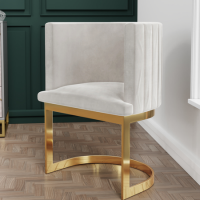 Light Grey Velvet Cantilever Accent Chair with Gold Legs - Zelena
