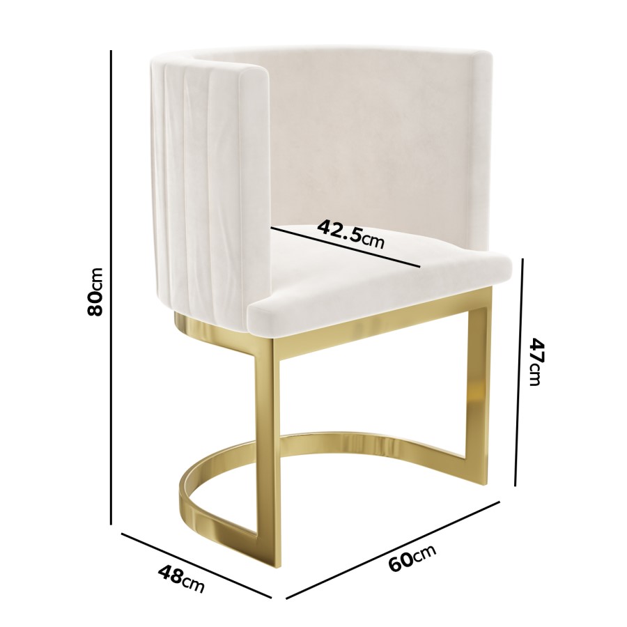 Light Grey Velvet Cantilever Accent Chair with Gold Legs - Zelena