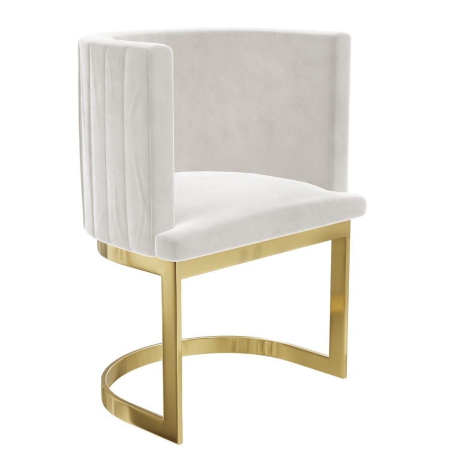 Light Grey Velvet Cantilever Accent Chair with Gold Legs - Zelena