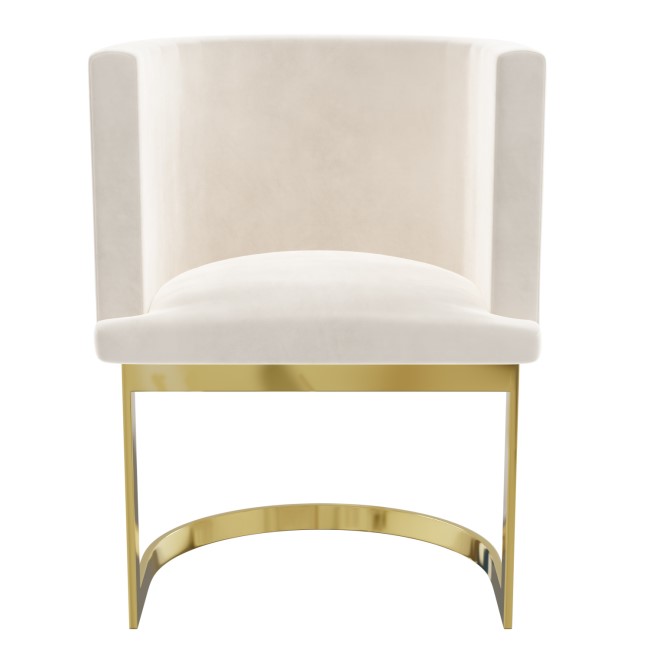 Off White Velvet Cantilever Accent Chair with Gold Legs - Zelena