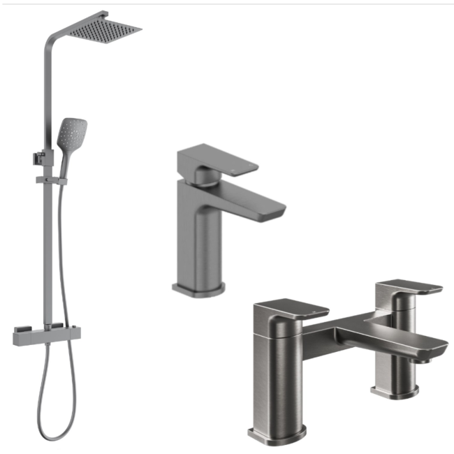 Gunmetal Bathroom Taps Pack With Shower - Zana