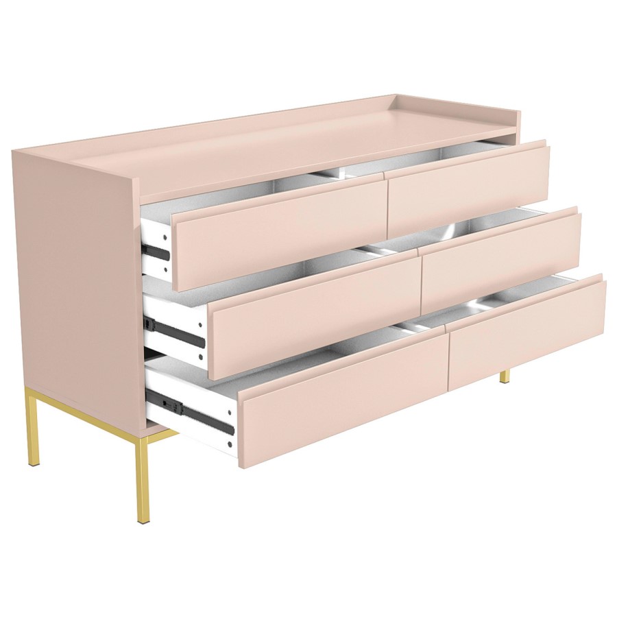Kids Pink Chest of 6 Drawers - Zion