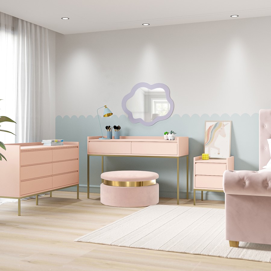 Kids Pink Chest of 6 Drawers - Zion