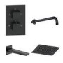 Black 2 Outlet Bath Mixer Shower Set with Wall Mounted 250mm Shower Head and Bath Spout - Zana