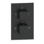 Black 2 Outlet Thermostatic Bath Mixer Shower Set With Hand Shower and Bath Filler Spout - Zana