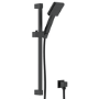 Black 2 Outlet Thermostatic Bath Mixer Shower Set With Hand Shower and Bath Filler Spout - Zana