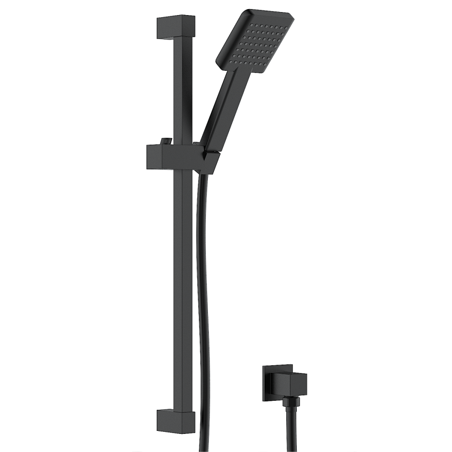 Black 2 Outlet Thermostatic Bath Mixer Shower Set With Hand Shower and Bath Filler Spout - Zana