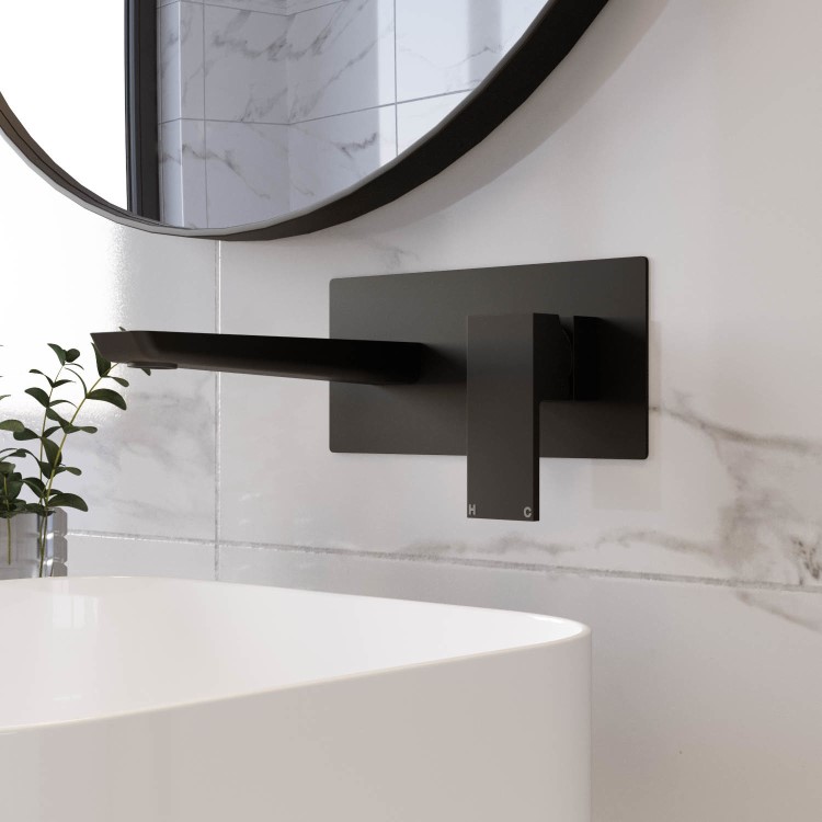 Matt Black Wall Mounted Bath Tap - Zana