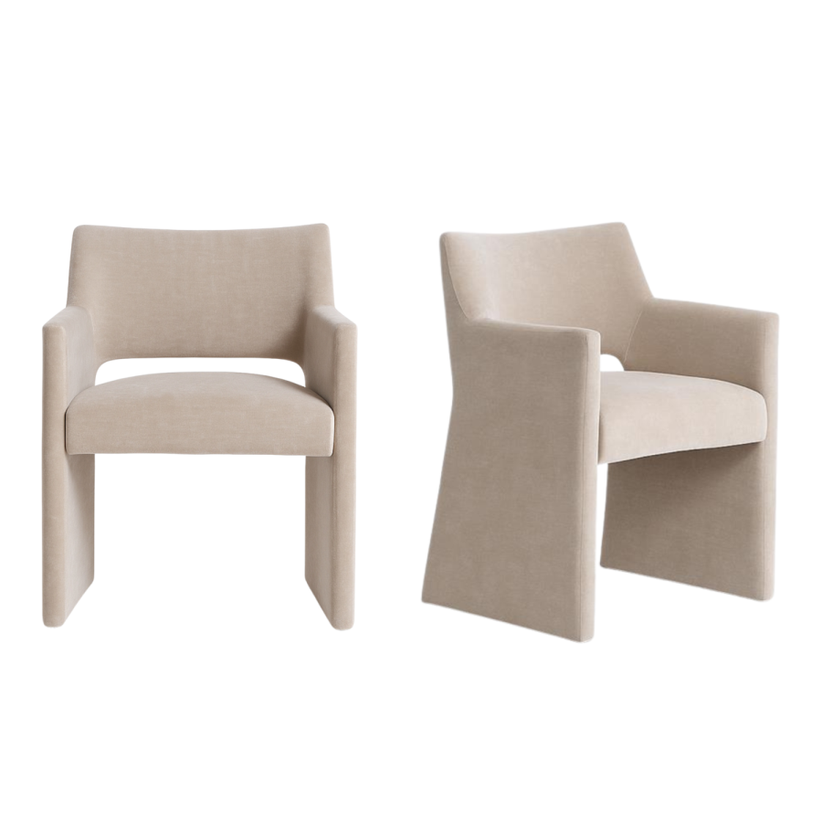 Set of 2 Beige Upholstered Dining Chairs - Zoe