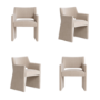 Set of 4 Beige Upholstered Dining Chairs - Zoe