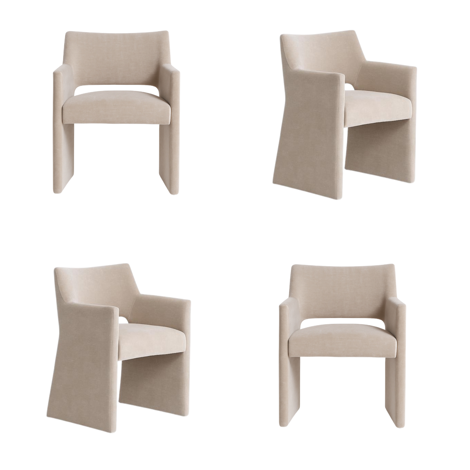 Set of 4 Beige Upholstered Dining Chairs - Zoe - Furniture123